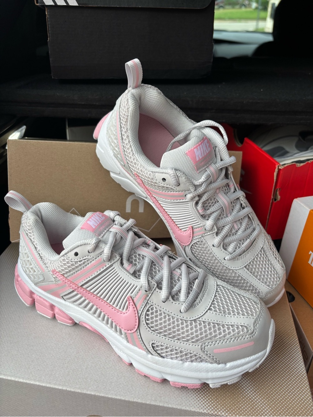Nike Women’s Breathable Mesh Running Sneakers - Light Gray & Pink